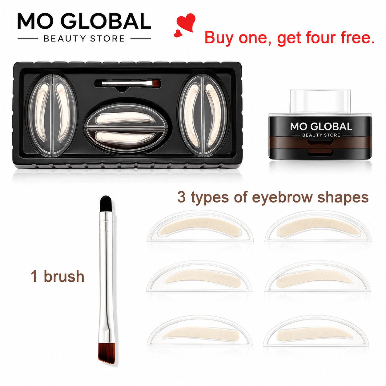 Double Seal Eyebrow Stamp Powder Kit Natural Brow Shaping Stencil Waterproof Long Lasting Brow Enhancer Makeup Tool for Women