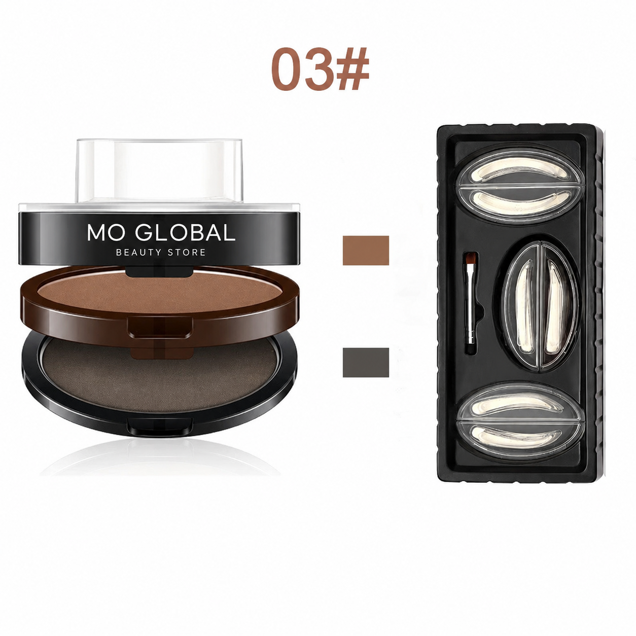 Double Seal Eyebrow Stamp Powder Kit Natural Brow Shaping Stencil Waterproof Long Lasting Brow Enhancer Makeup Tool for Women