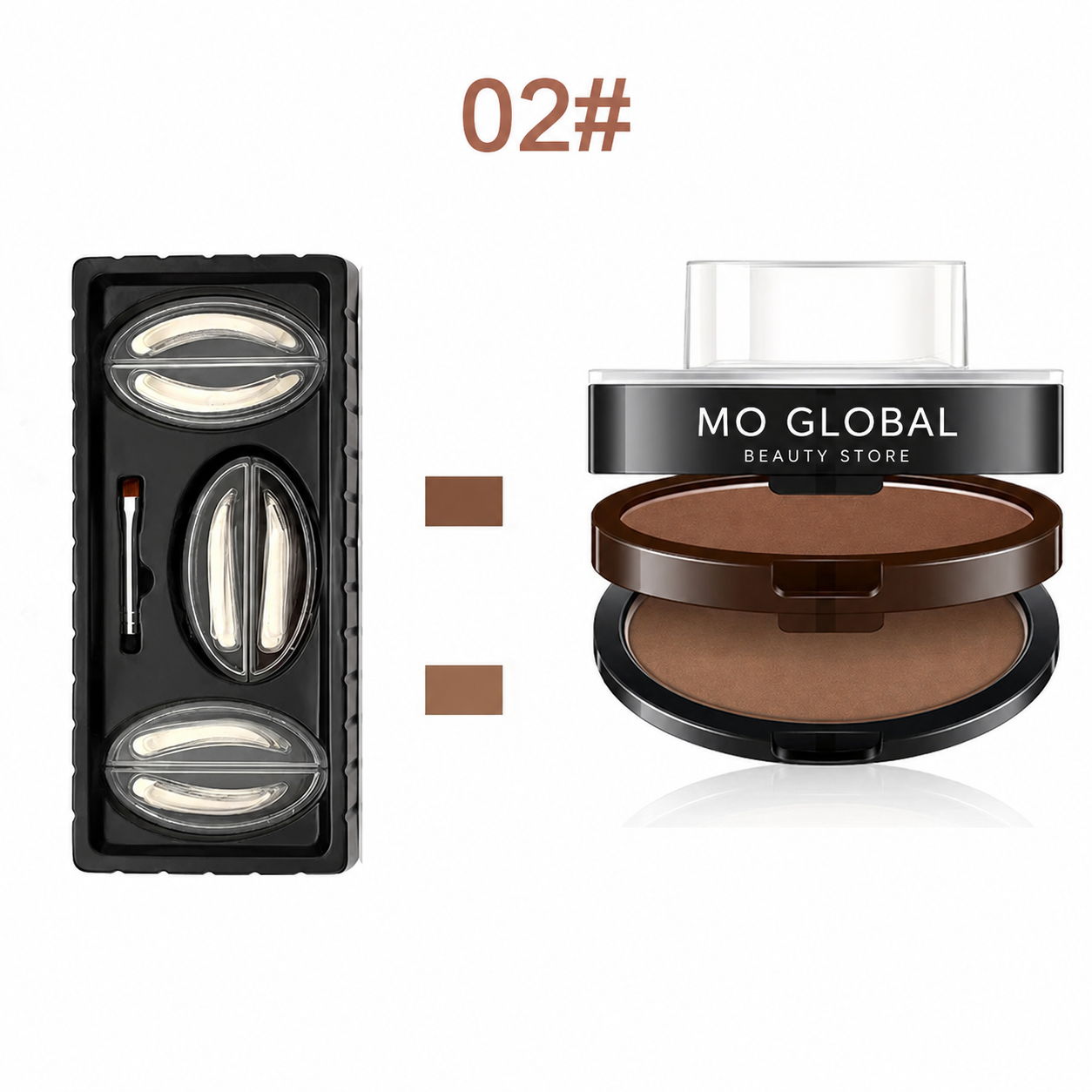 Double Seal Eyebrow Stamp Powder Kit Natural Brow Shaping Stencil Waterproof Long Lasting Brow Enhancer Makeup Tool for Women