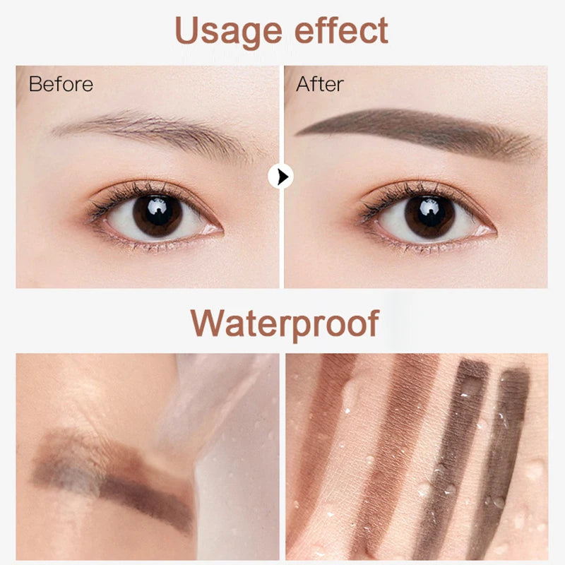 Double Seal Eyebrow Stamp Powder Kit Natural Brow Shaping Stencil Waterproof Long Lasting Brow Enhancer Makeup Tool for Women